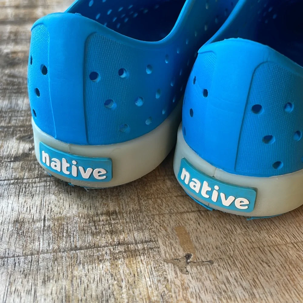 Native Shoes Kids Slip-On Sneakers in Bright Blue with White Toecaps